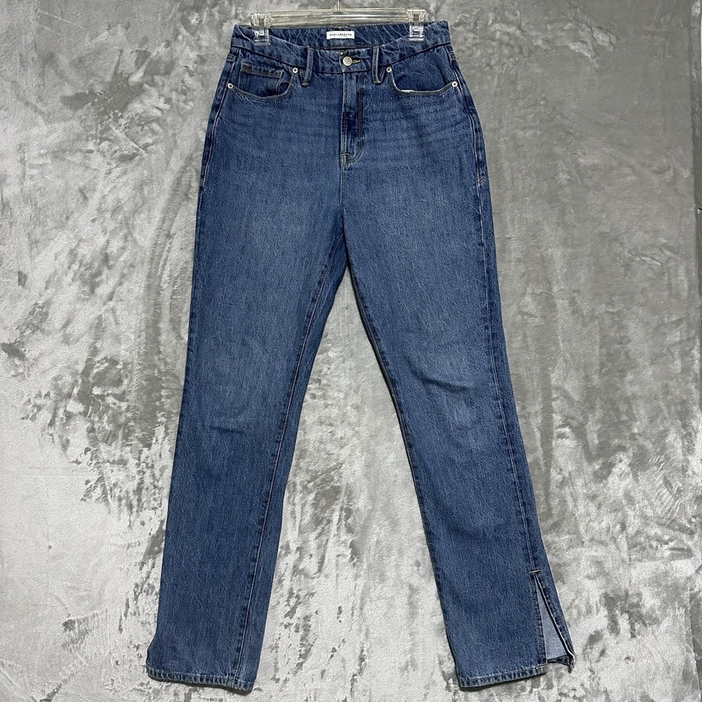 Good American Good Boy Jeans Boyfriend Fit Straight Leg Womens 4/27 Blue Stretch